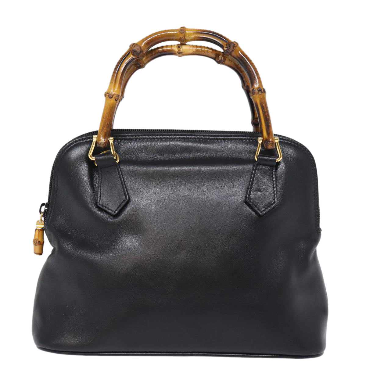 GUCCI Bamboo Hand Bag Leather Black 78440