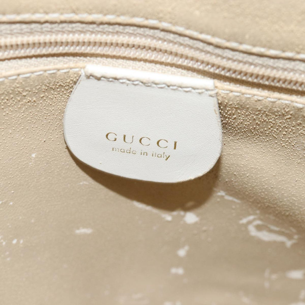 GUCCI Hand Bag Leather White 78475