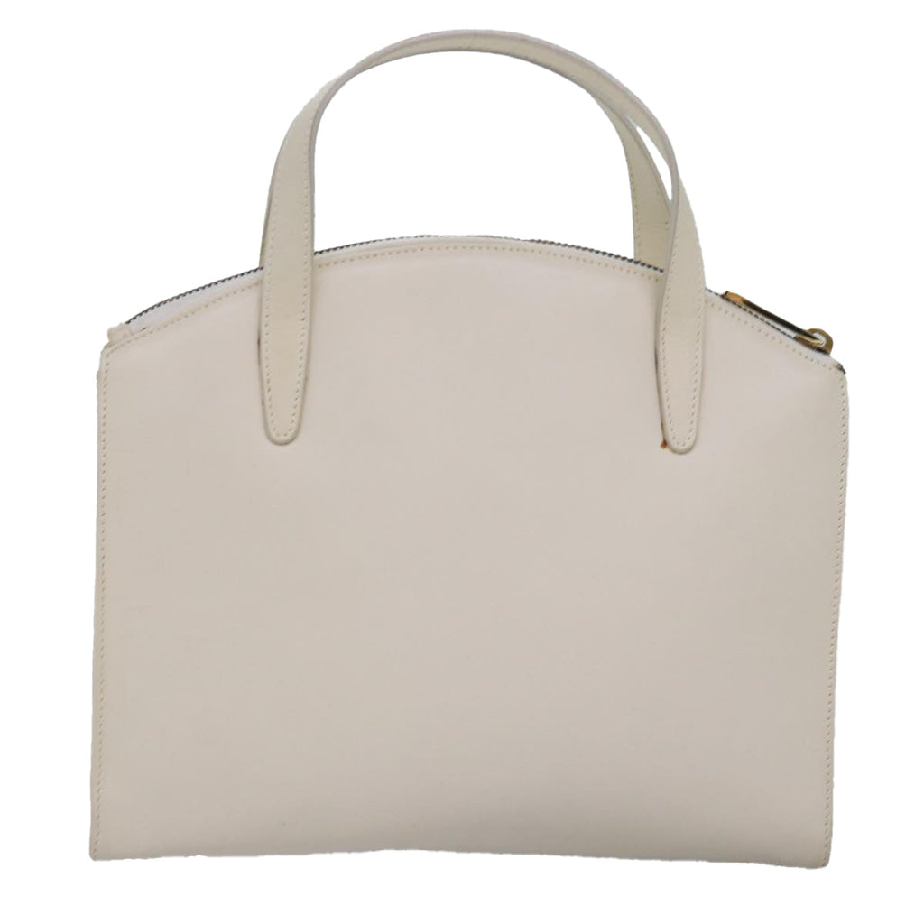GUCCI Hand Bag Leather White 78475