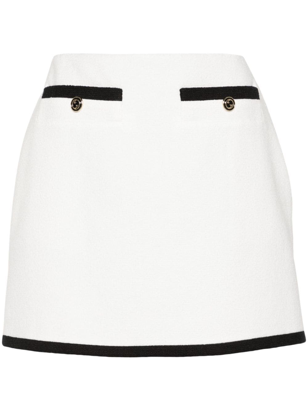 GUCCI Faux Pocket Detail Cotton Tweed Skirt - Thigh-Length