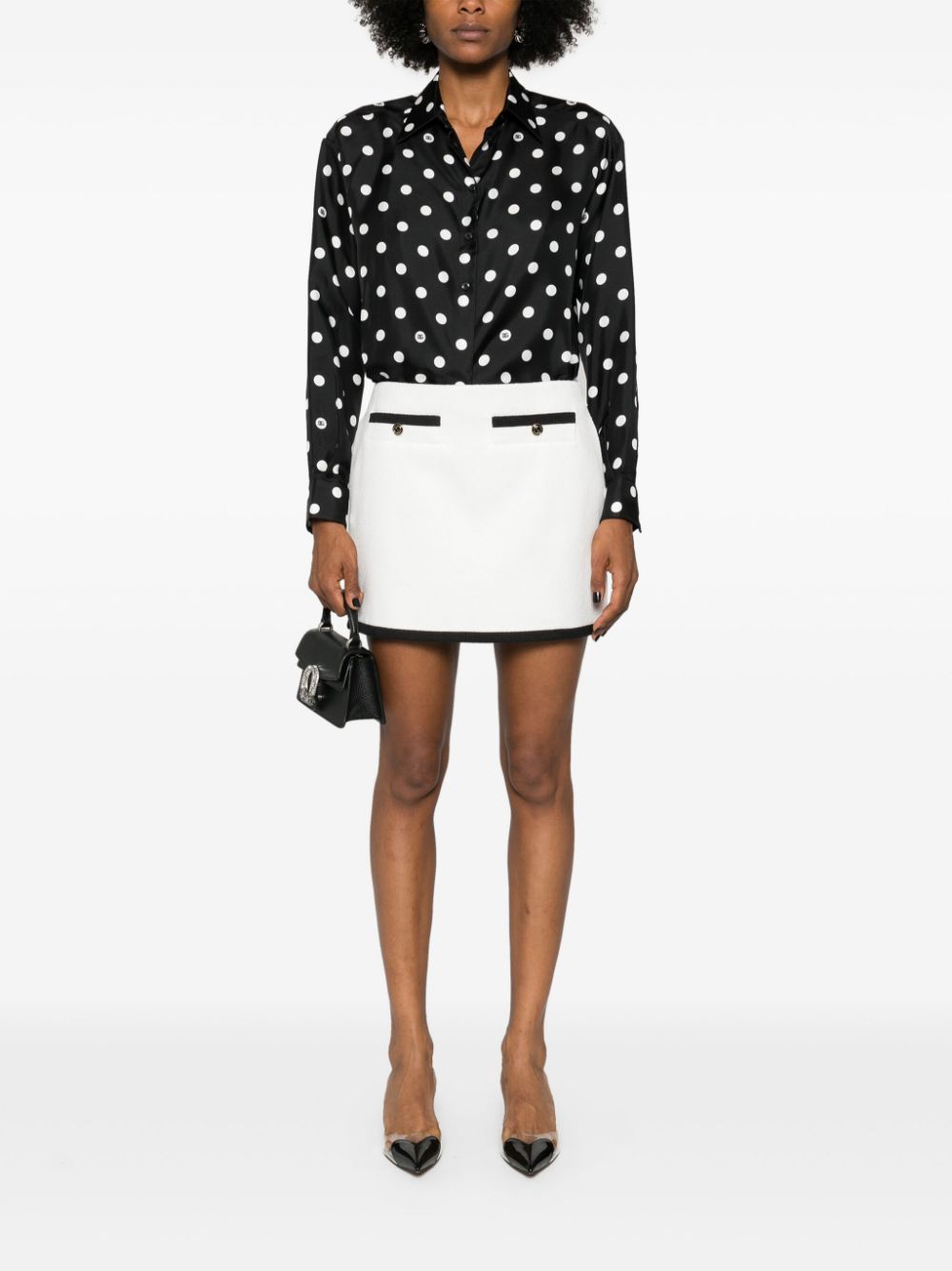 GUCCI Faux Pocket Detail Cotton Tweed Skirt - Thigh-Length