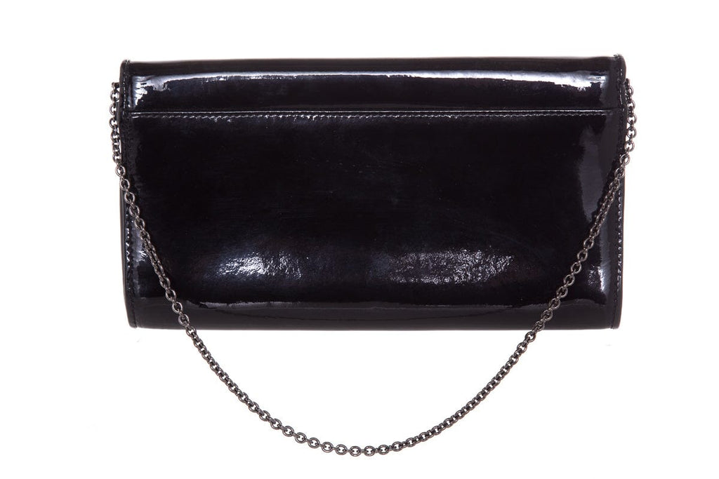 Christian Louboutin Black Patent Logo Medallion Clutch