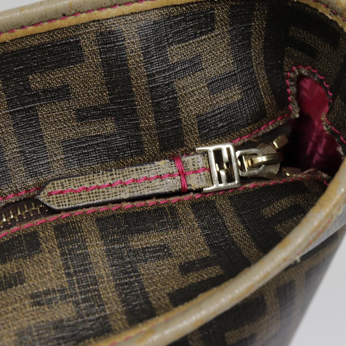 FENDI Zucca Canvas Tote Bag Brown Gold 78561