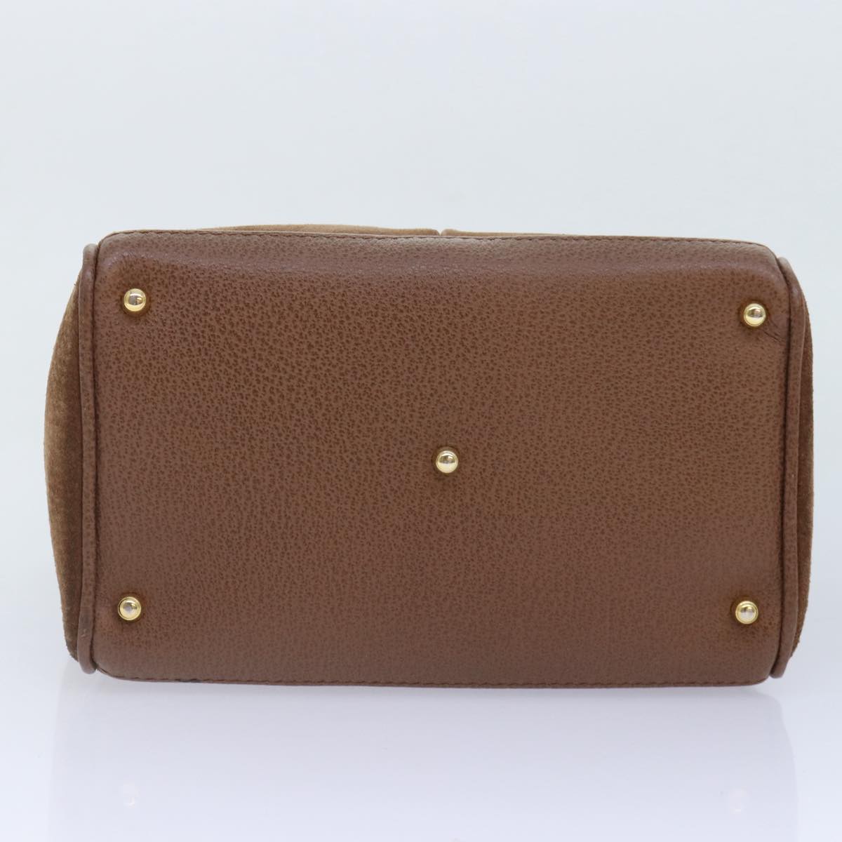 GUCCI Bamboo Hand Bag Suede 2way Brown Gold 78573