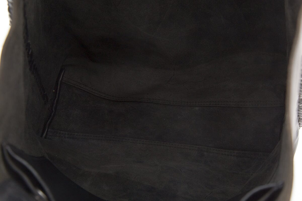 Ralph Lauren Black Braided Edge Leather Tote