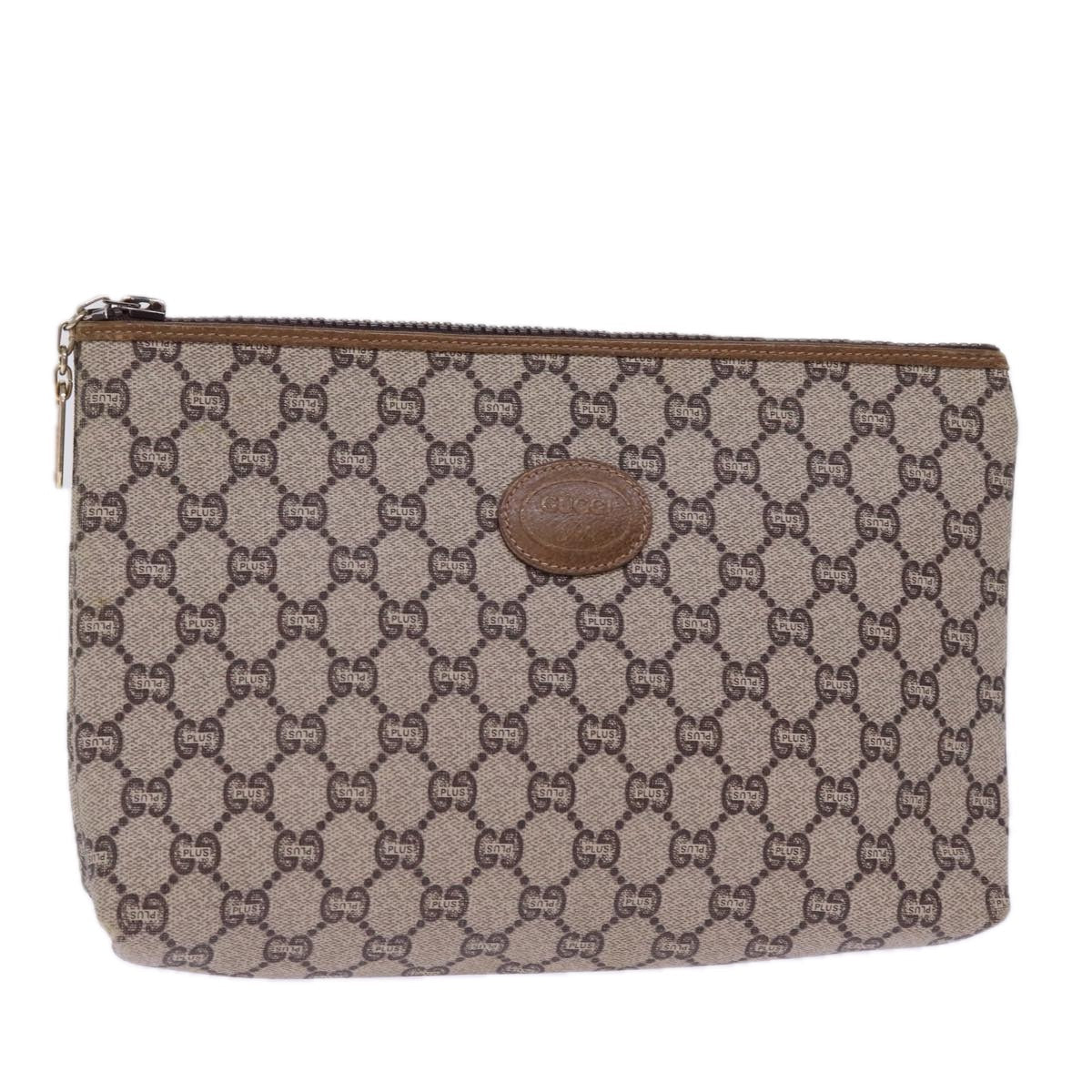 GUCCI GG Plus Supreme Clutch Bag PVC Beige 78609