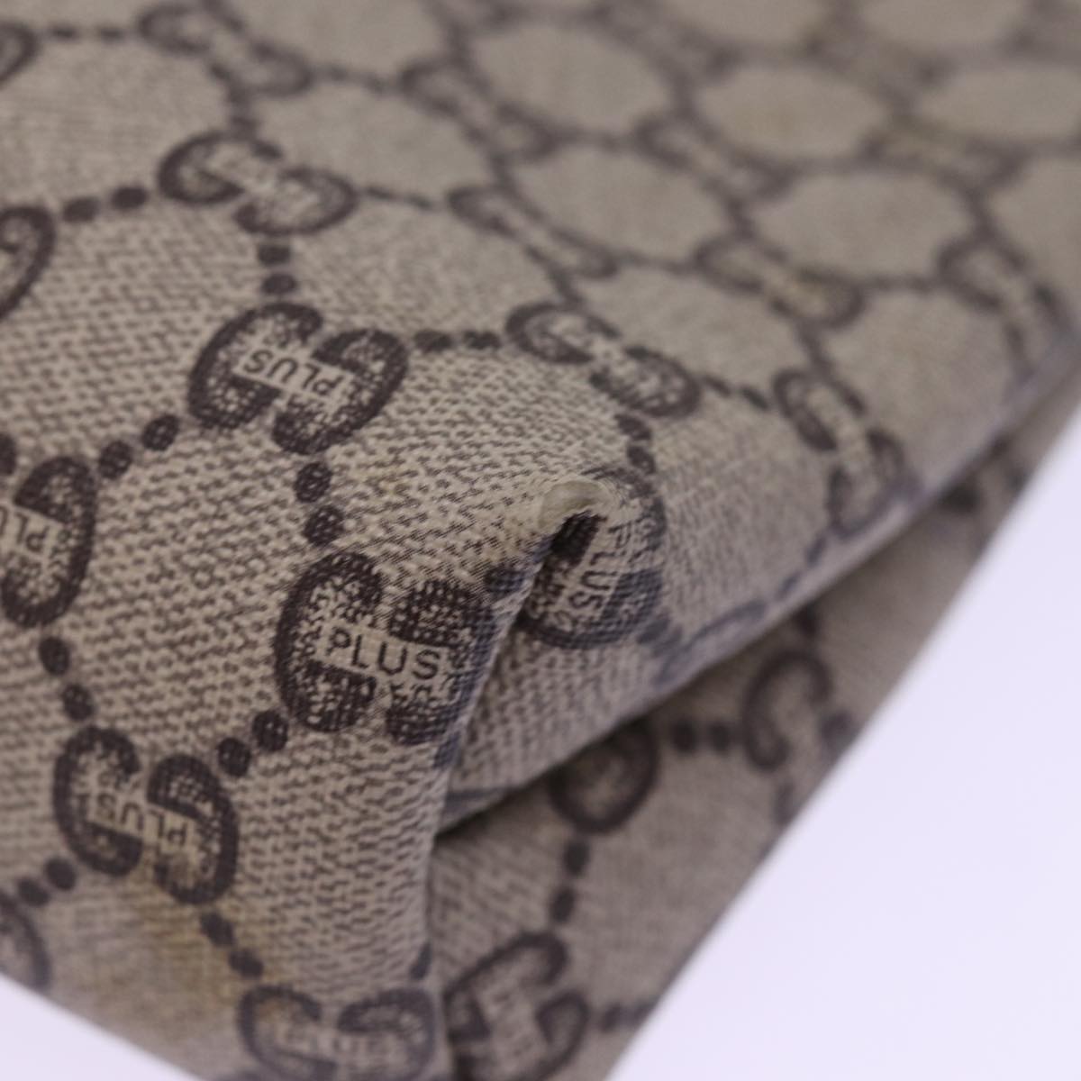 GUCCI GG Plus Supreme Clutch Bag PVC Beige 78609