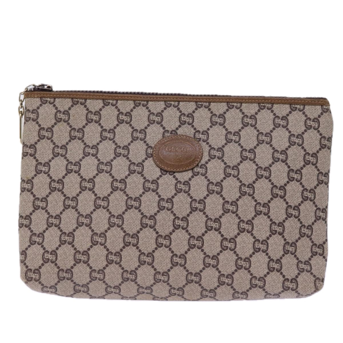 GUCCI GG Plus Supreme Clutch Bag PVC Beige 78609