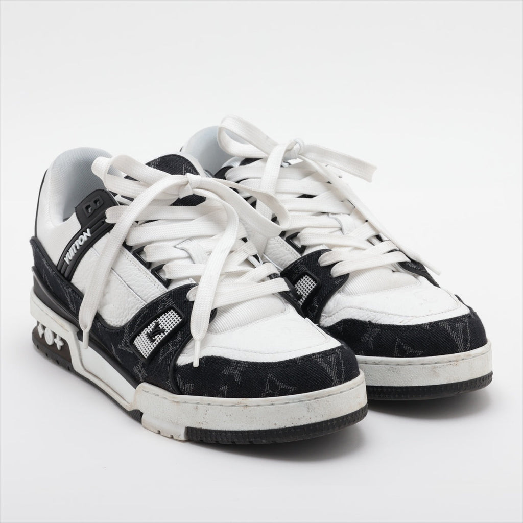 Louis Vuitton LV Trainer Line 23 Years Denim  Leather Trainers 7 Men Black × White MS0283 Monogram