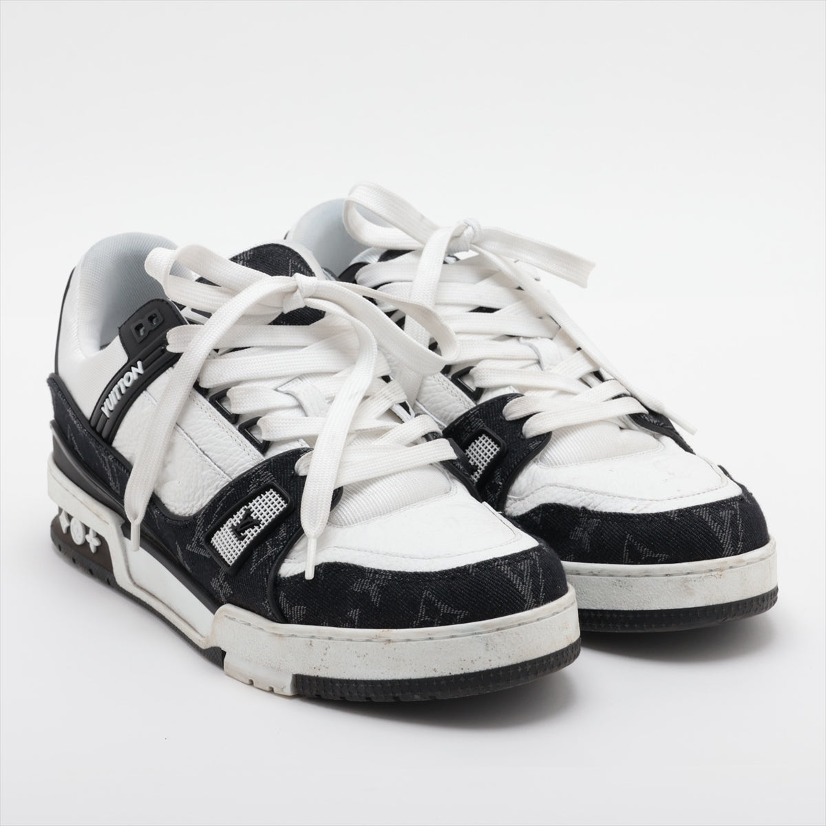 Louis Vuitton LV Trainer Line 23 Years Denim  Leather Trainers 7 Men Black × White MS0283 Monogram