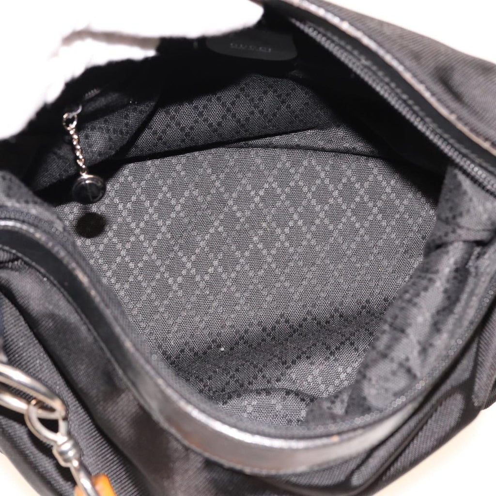 GUCCI Bamboo Hand Bag Nylon Black 000 2058 0531 5 78631