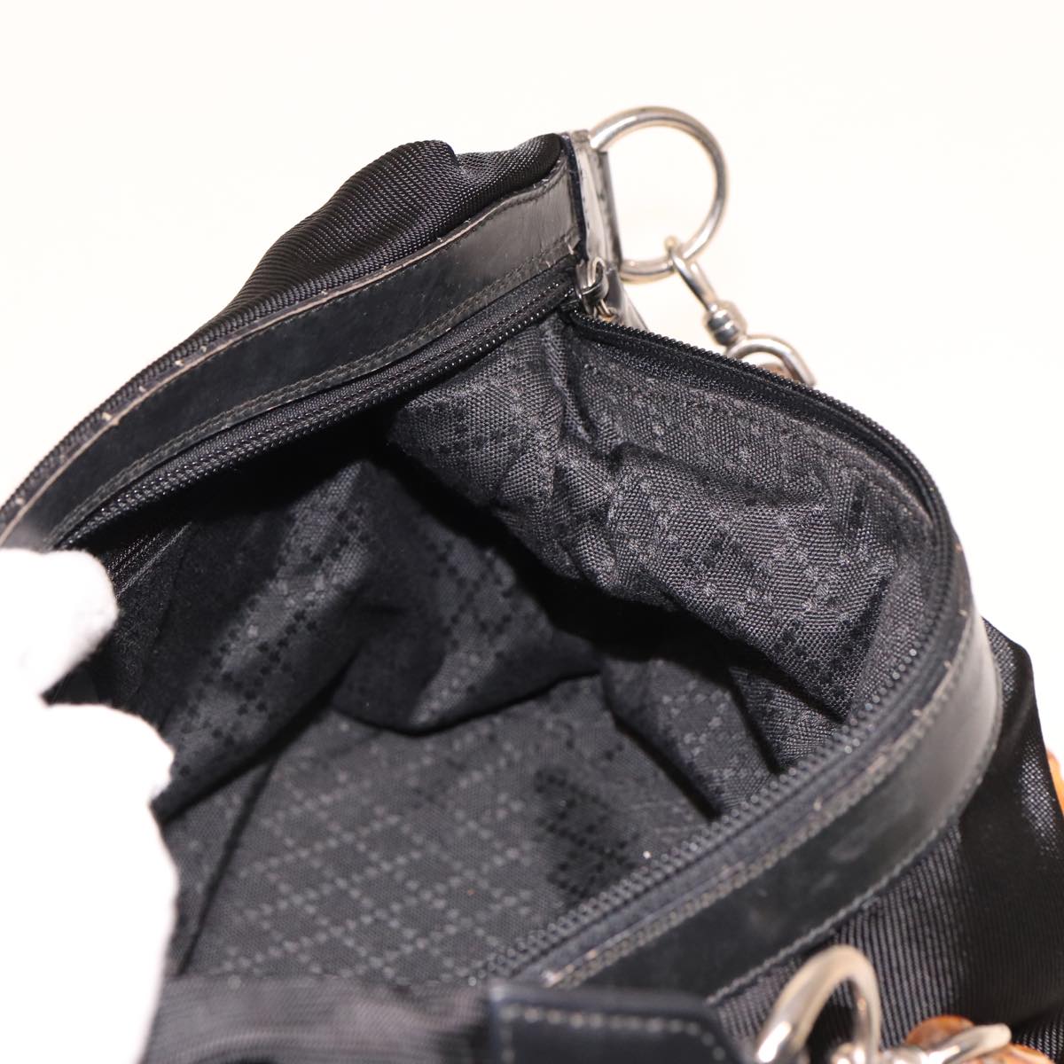 GUCCI Bamboo Hand Bag Nylon Black 000 2058 0531 5 78631
