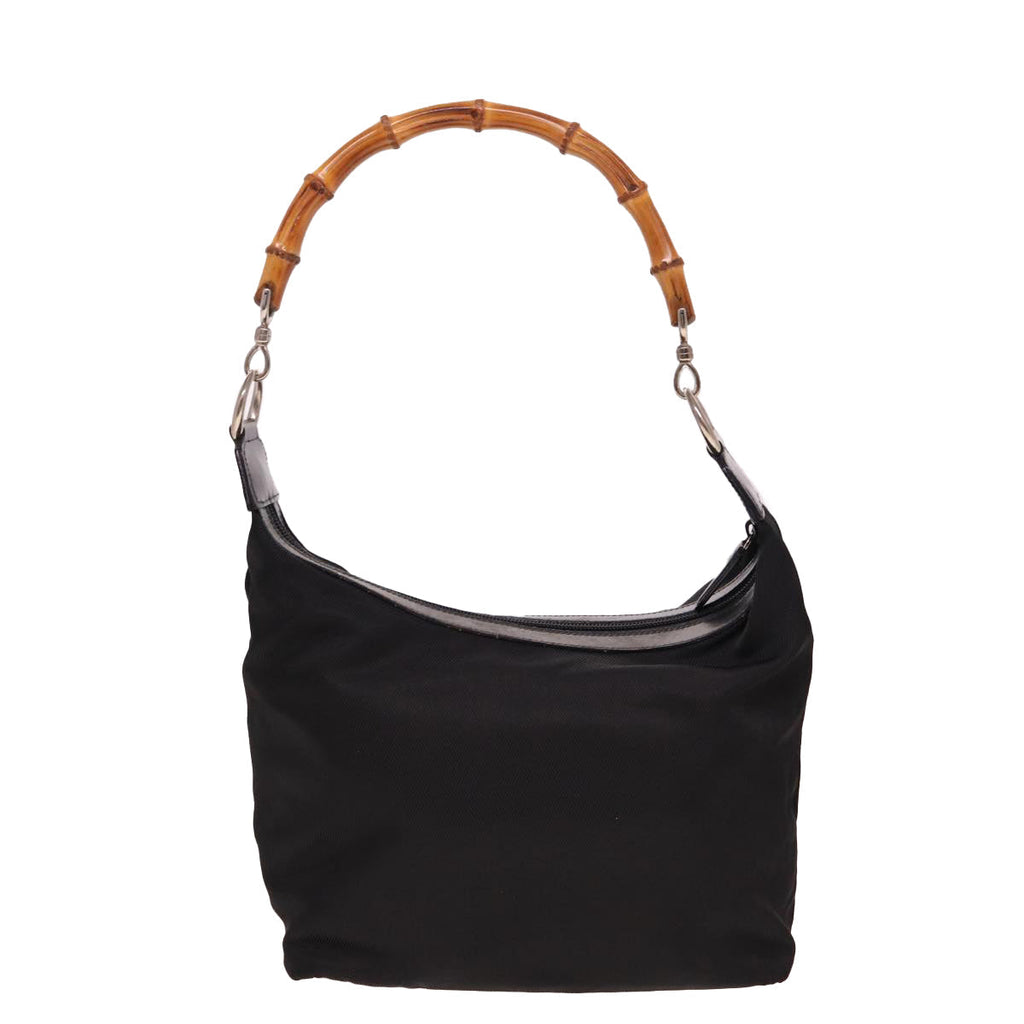 GUCCI Bamboo Hand Bag Nylon Black 000 2058 0531 5 78631