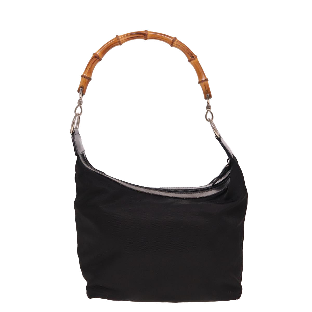 GUCCI Bamboo Hand Bag Nylon Black 000 2058 0531 5 78631