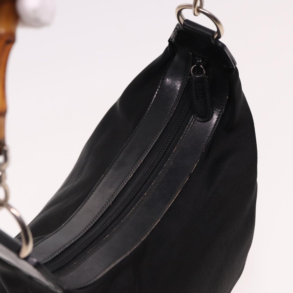 GUCCI Bamboo Hand Bag Nylon Black 000 2058 0531 5 78631