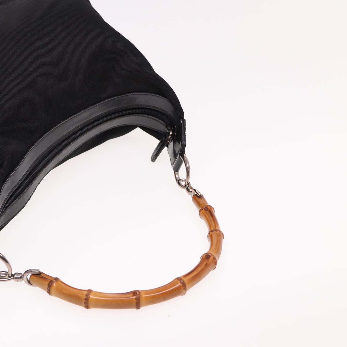 GUCCI Bamboo Hand Bag Nylon Black 000 2058 0531 5 78631