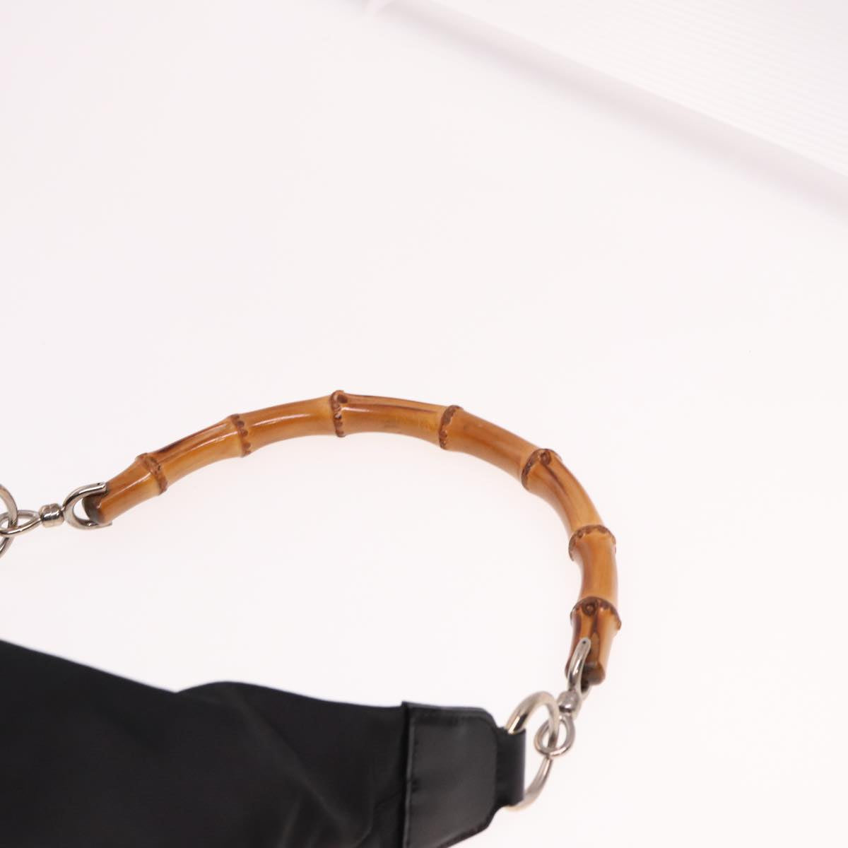 GUCCI Bamboo Hand Bag Nylon Black 000 2058 0531 5 78631