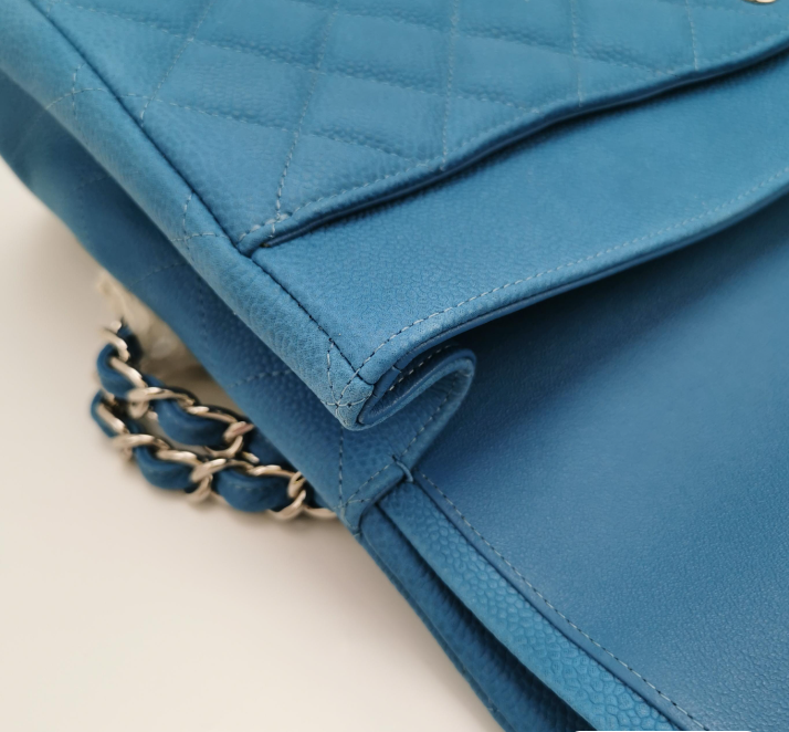 Preloved Chanel Classic Flap CF  Bag Maxi Blue 24061878753329