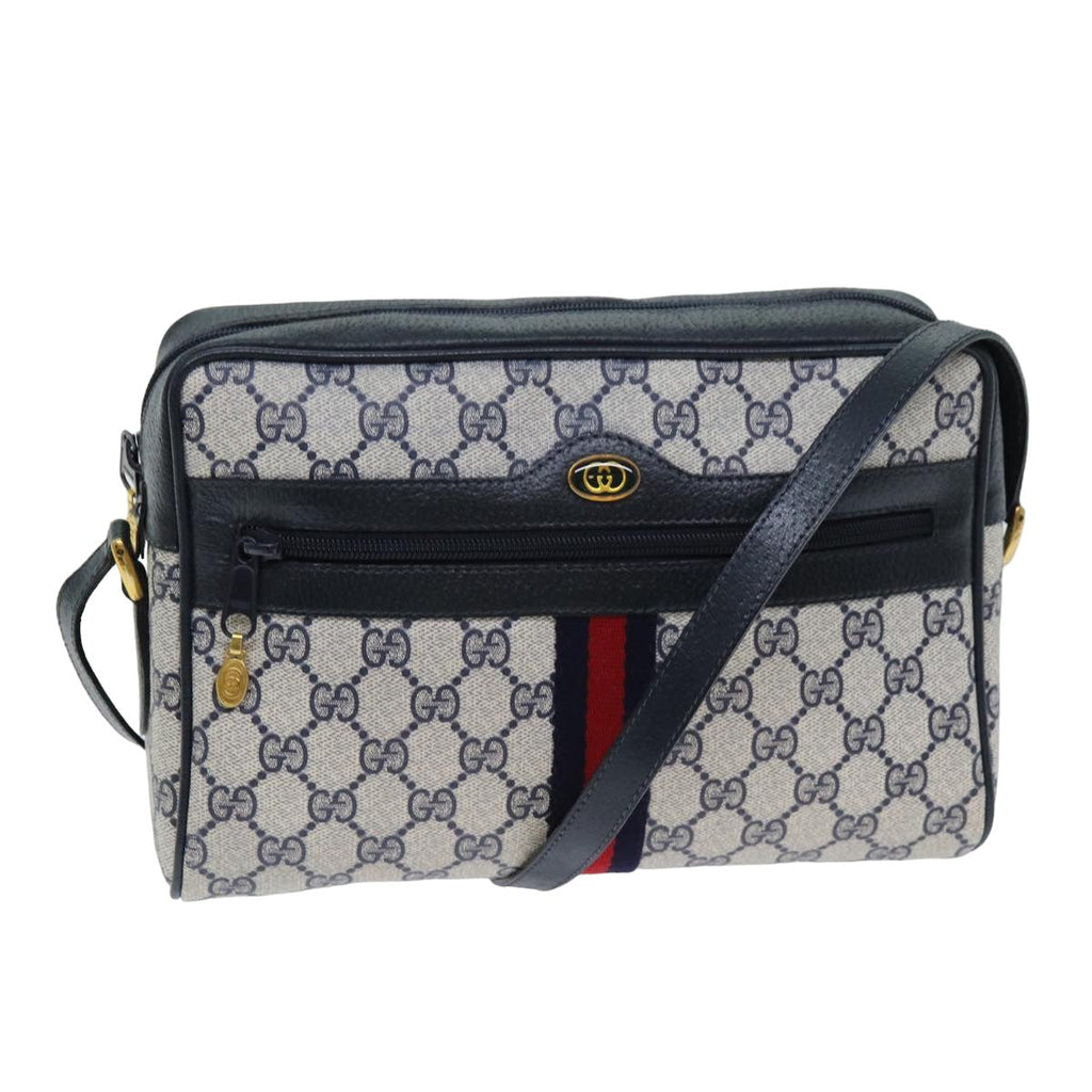 GUCCI GG Supreme Sherry Line Shoulder Bag PVC Navy Red 32 02 005 78758