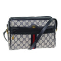 GUCCI GG Supreme Sherry Line Shoulder Bag PVC Navy Red 32 02 005 78758