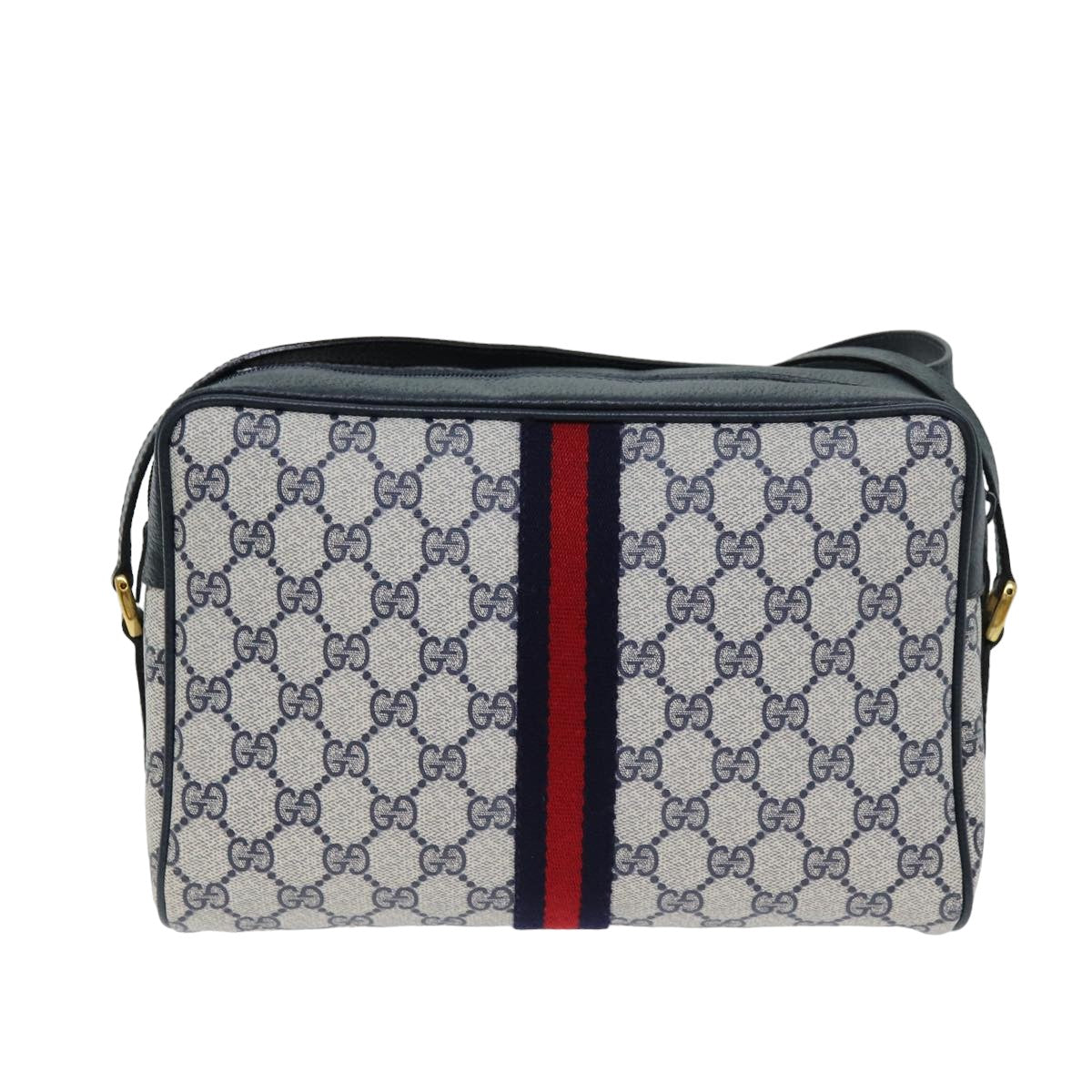 GUCCI GG Supreme Sherry Line Shoulder Bag PVC Navy Red 32 02 005 78758