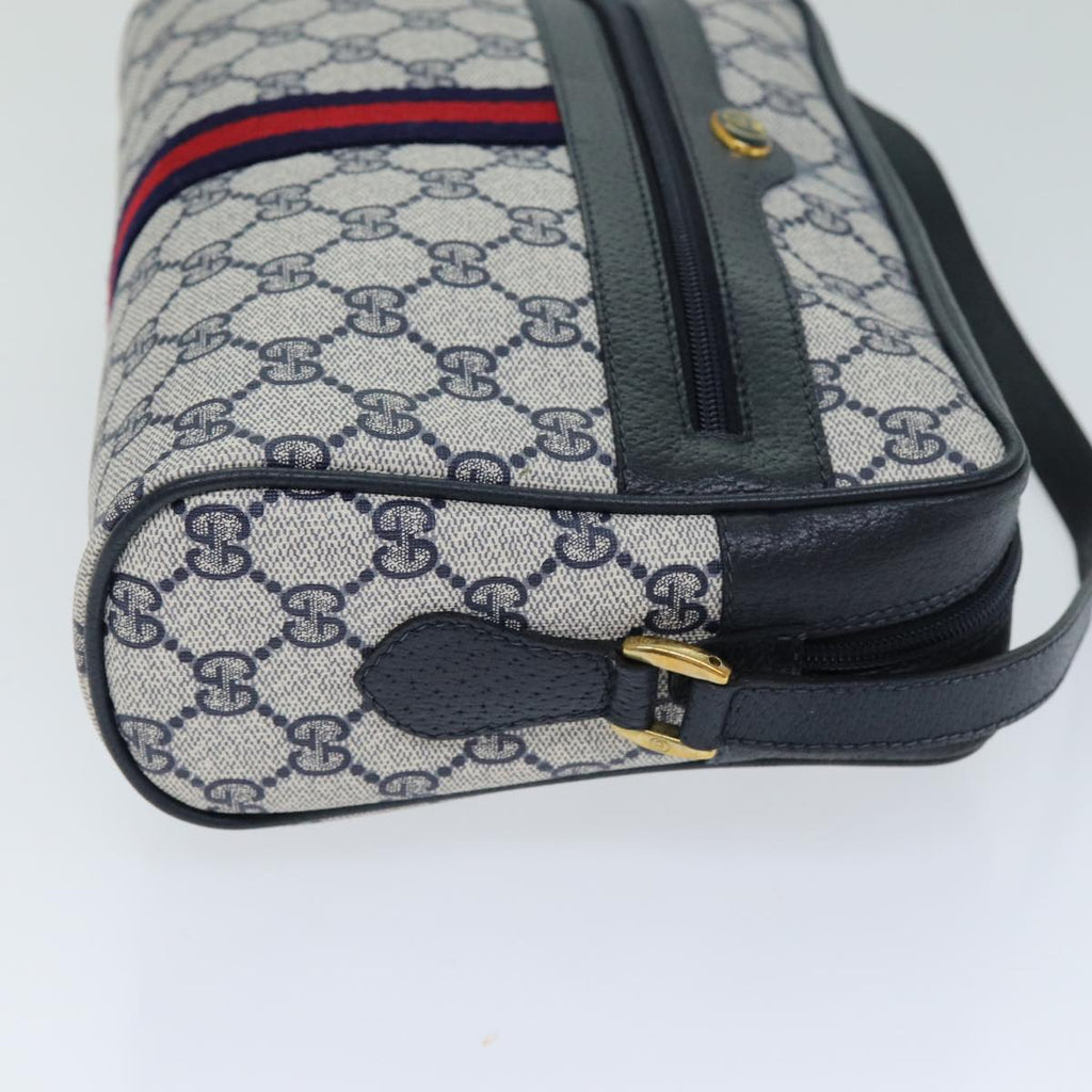 GUCCI GG Supreme Sherry Line Shoulder Bag PVC Navy Red 32 02 005 78758