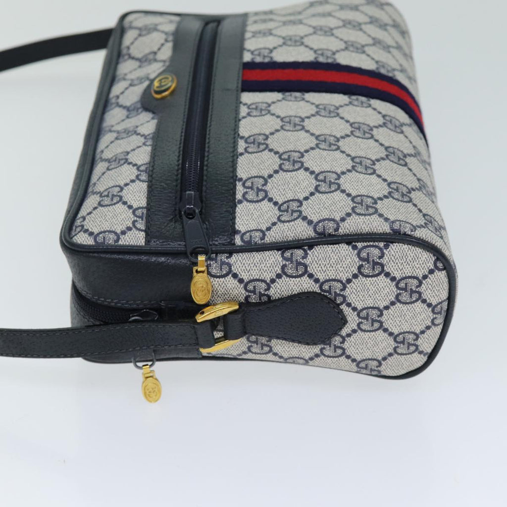 GUCCI GG Supreme Sherry Line Shoulder Bag PVC Navy Red 32 02 005 78758