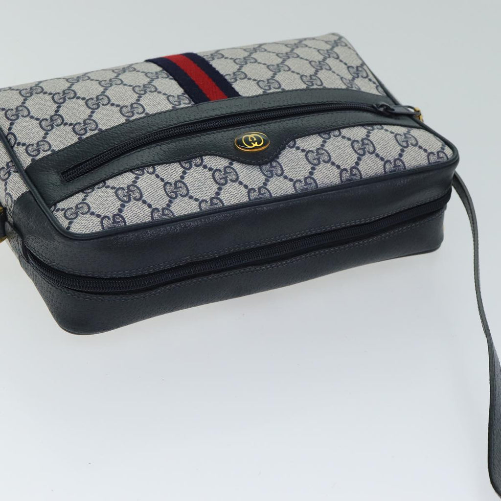GUCCI GG Supreme Sherry Line Shoulder Bag PVC Navy Red 32 02 005 78758