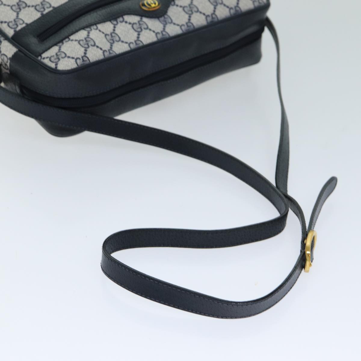 GUCCI GG Supreme Sherry Line Shoulder Bag PVC Navy Red 32 02 005 78758