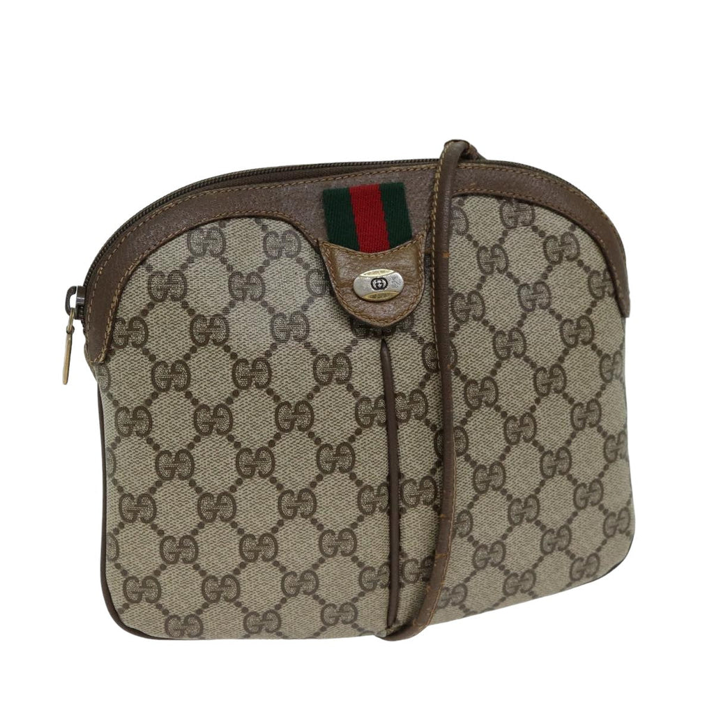 GUCCI Web Sherry Line GG Supreme Shoulder Bag PVC Beige 904 02 047 78759