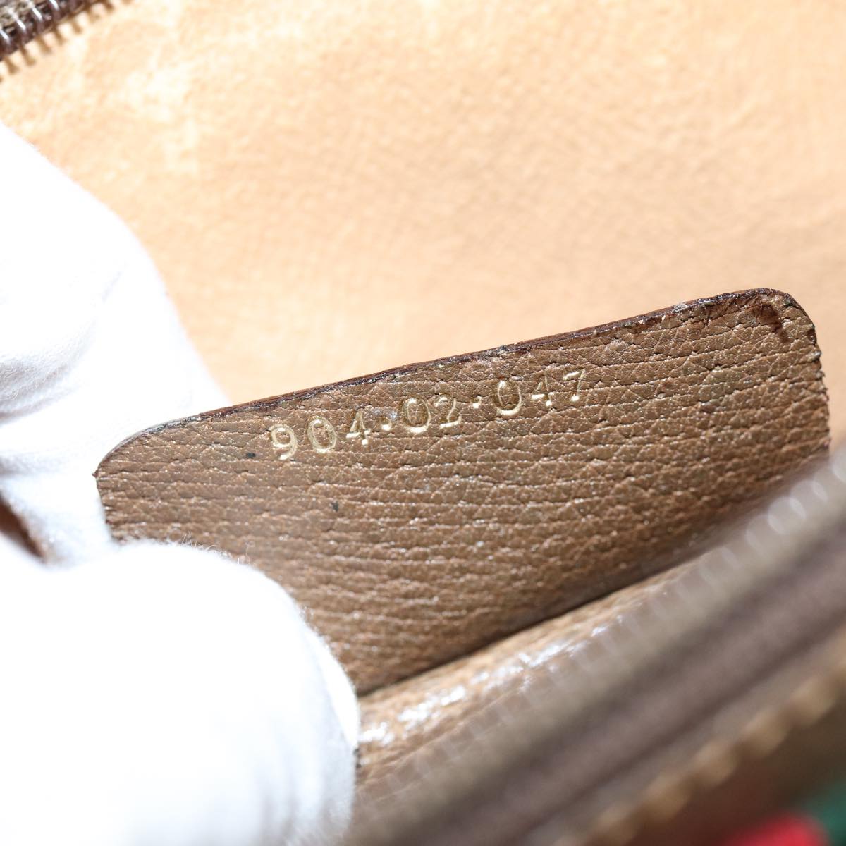 GUCCI Web Sherry Line GG Supreme Shoulder Bag PVC Beige 904 02 047 78759