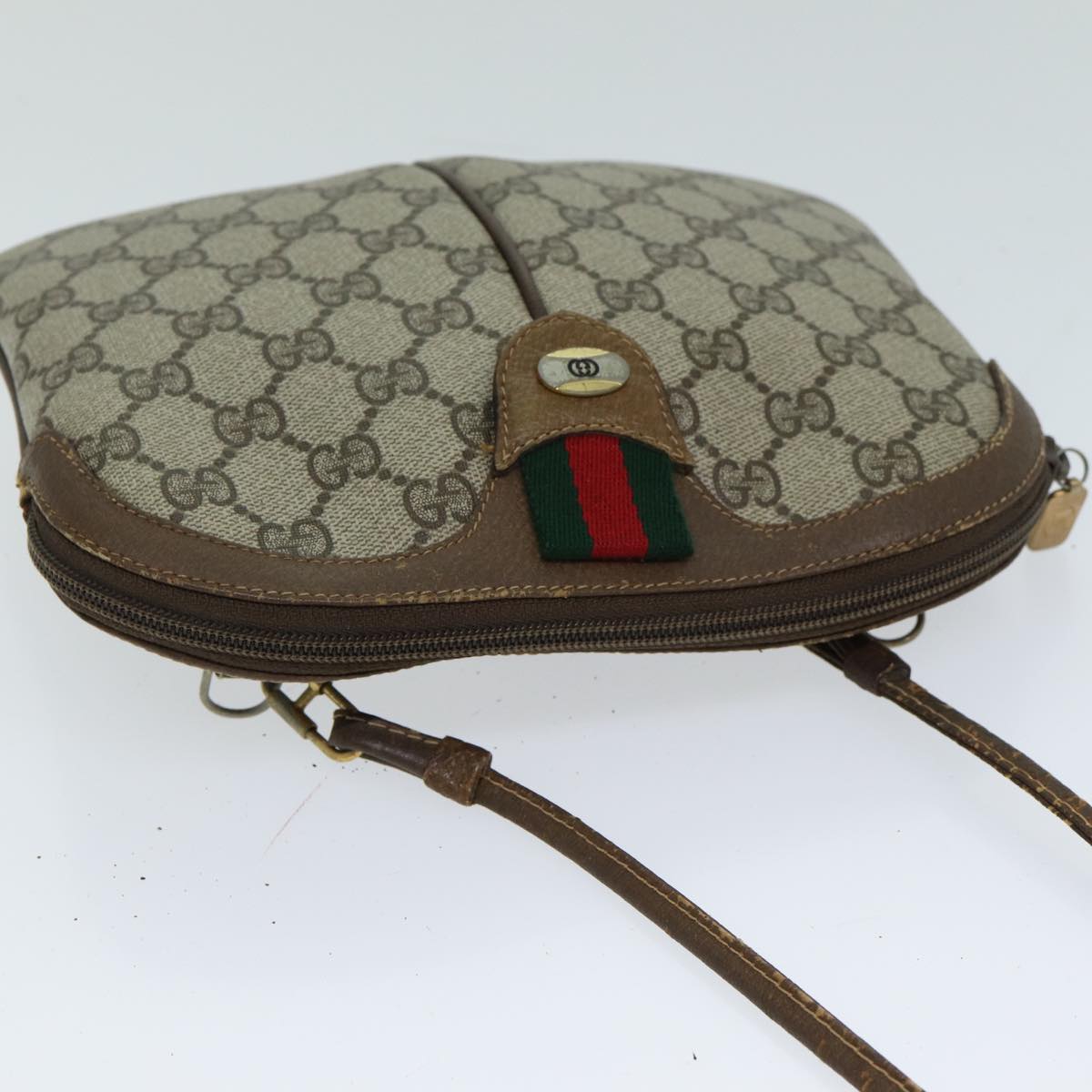 GUCCI Web Sherry Line GG Supreme Shoulder Bag PVC Beige 904 02 047 78759