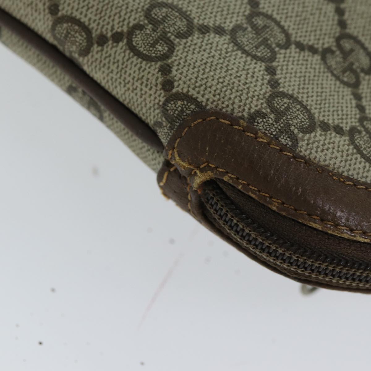 GUCCI Web Sherry Line GG Supreme Shoulder Bag PVC Beige 904 02 047 78759