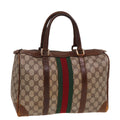 GUCCI GG Supreme Web Sherry Line Boston Bag PVC Beige Red Green 78775