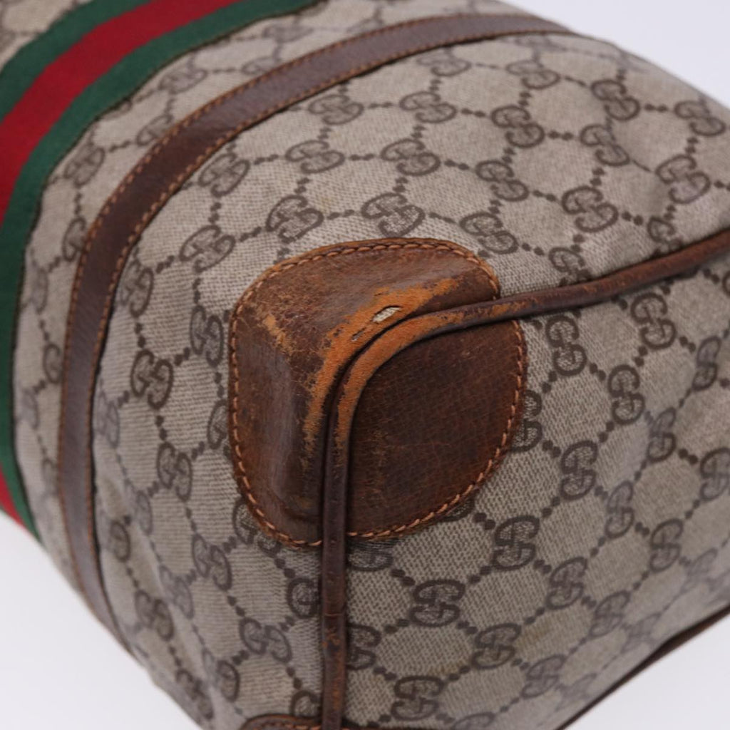 GUCCI GG Supreme Web Sherry Line Boston Bag PVC Beige Red Green 78775