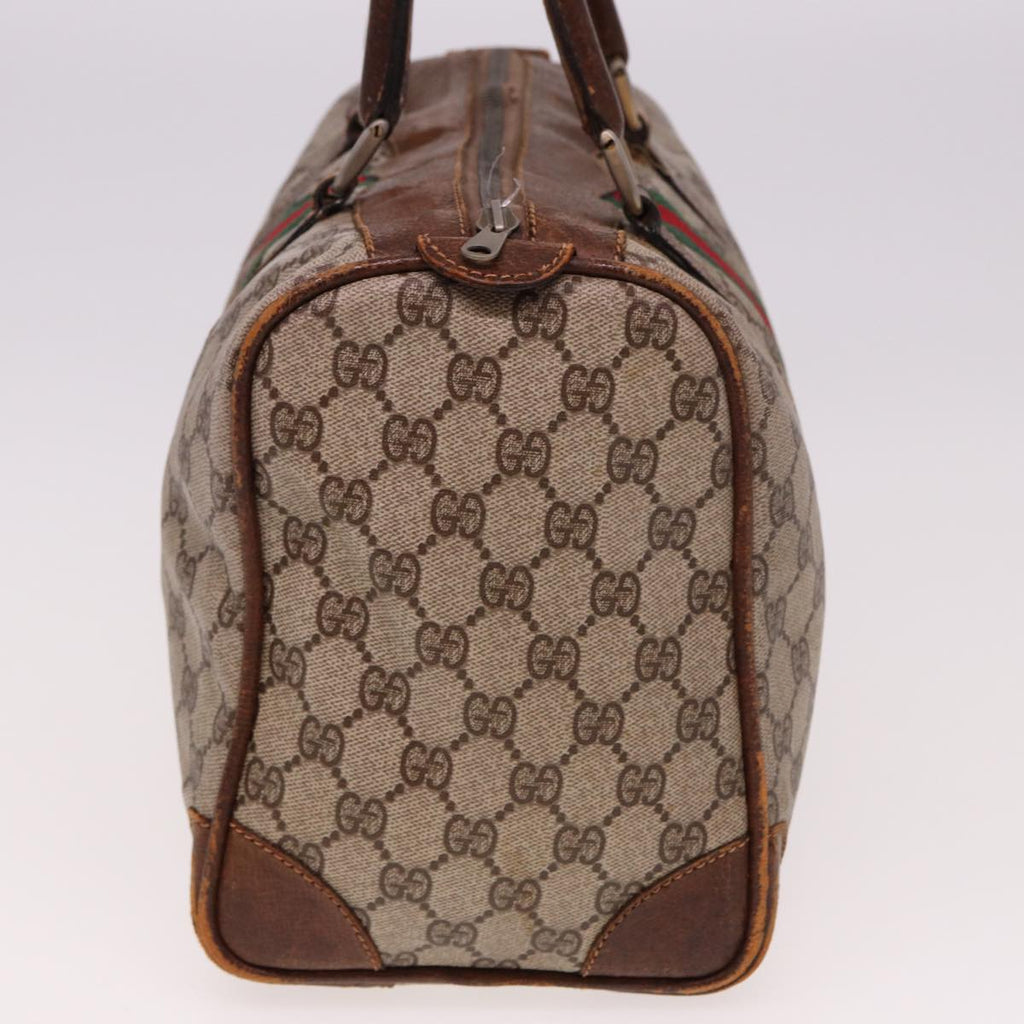 GUCCI GG Supreme Web Sherry Line Boston Bag PVC Beige Red Green 78775