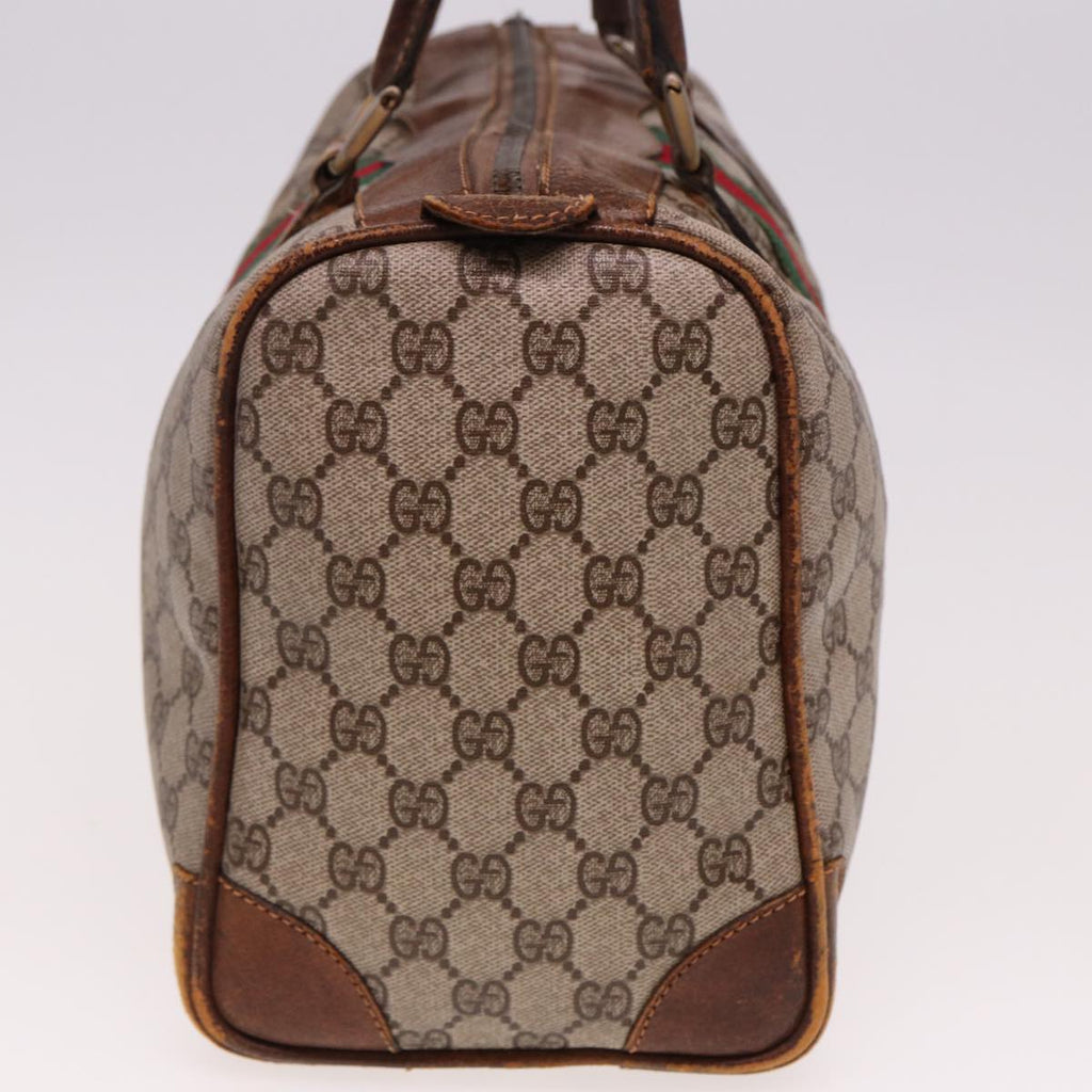 GUCCI GG Supreme Web Sherry Line Boston Bag PVC Beige Red Green 78775