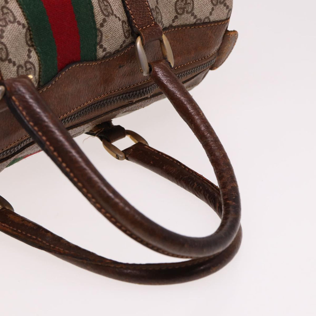 GUCCI GG Supreme Web Sherry Line Boston Bag PVC Beige Red Green 78775