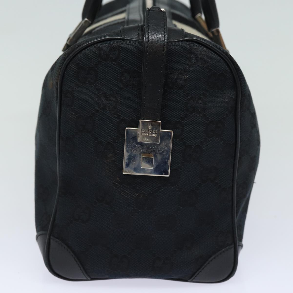 GUCCI GG Canvas Sherry Line Boston Bag Black White 000 0846 78778