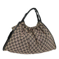 GUCCI GG Canvas Hand Bag Beige Black 76554 78779