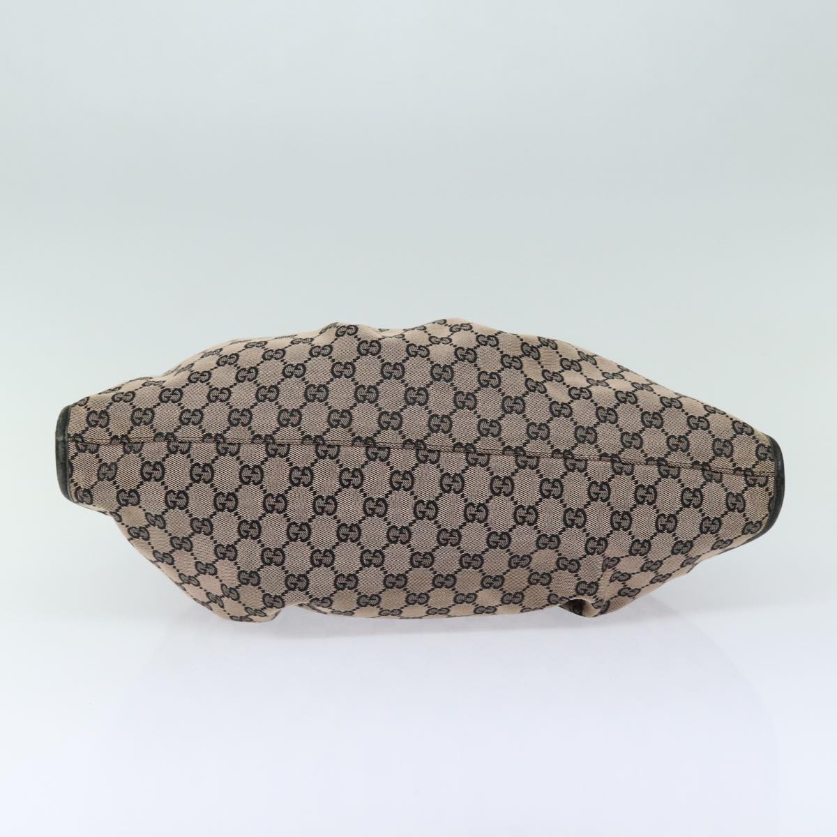 GUCCI GG Canvas Hand Bag Beige Black 76554 78779