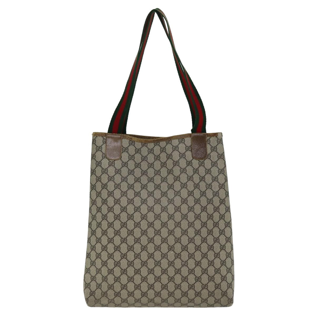 GUCCI GG Supreme Web Sherry Line Tote Bag PVC Beige Red 001 080 494 78780