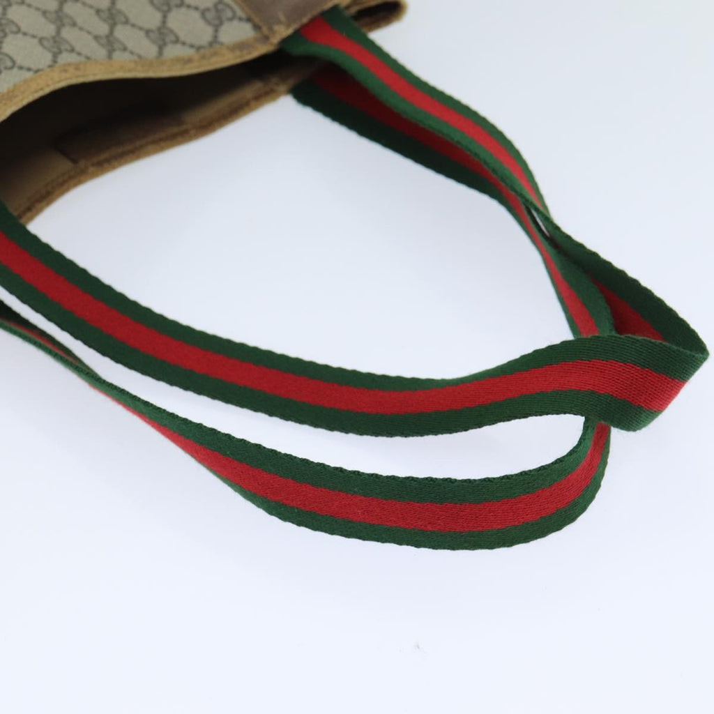 GUCCI GG Supreme Web Sherry Line Tote Bag PVC Beige Red 001 080 494 78780