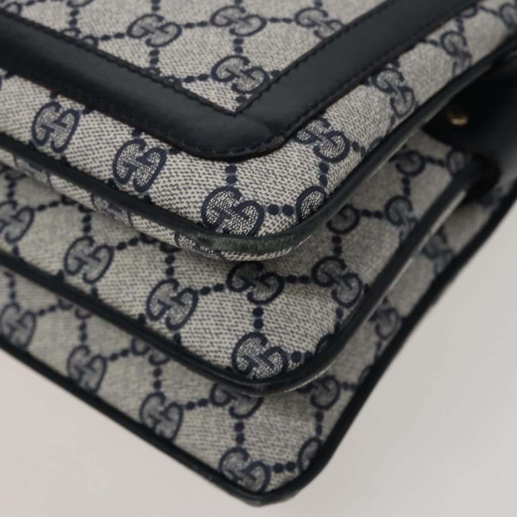 GUCCI GG Supreme Sherry Line Shoulder Bag PVC Leather Navy 010 378 78786