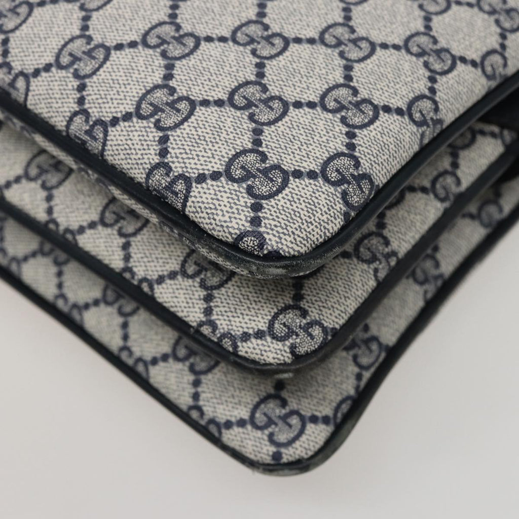 GUCCI GG Supreme Sherry Line Shoulder Bag PVC Leather Navy 010 378 78786