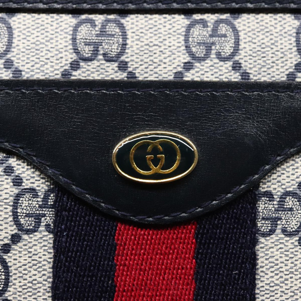 GUCCI GG Supreme Sherry Line Shoulder Bag PVC Leather Navy 010 378 78786