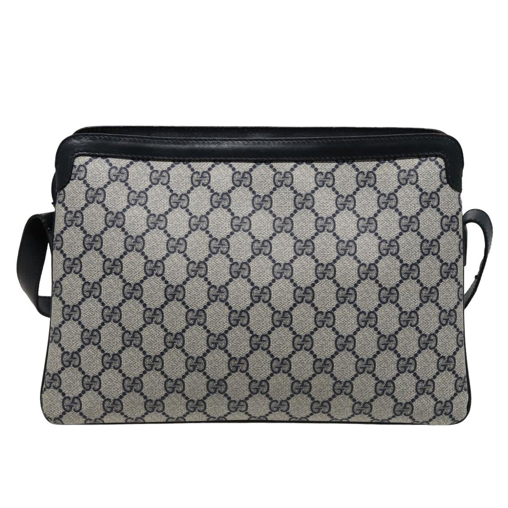 GUCCI GG Supreme Sherry Line Shoulder Bag PVC Leather Navy 010 378 78786