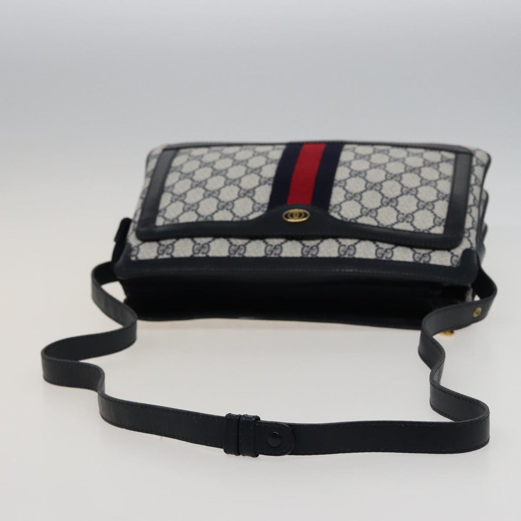 GUCCI GG Supreme Sherry Line Shoulder Bag PVC Leather Navy 010 378 78786
