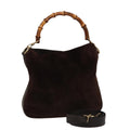 GUCCI Bamboo Hand Bag Suede 2way Brown 001 2404 1638 78789