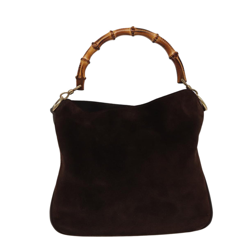 GUCCI Bamboo Hand Bag Suede 2way Brown 001 2404 1638 78789